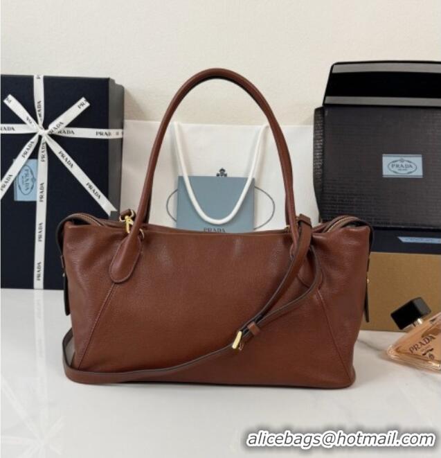 Promotional Prada Ouvert Large Leather Tote Bag 1BG661 Chestnut Brown 2026