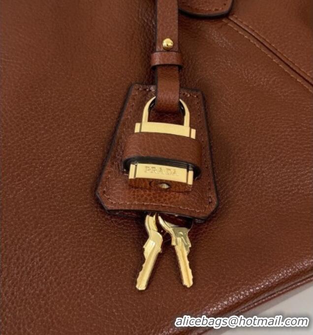 Promotional Prada Ouvert Large Leather Tote Bag 1BG661 Chestnut Brown 2026