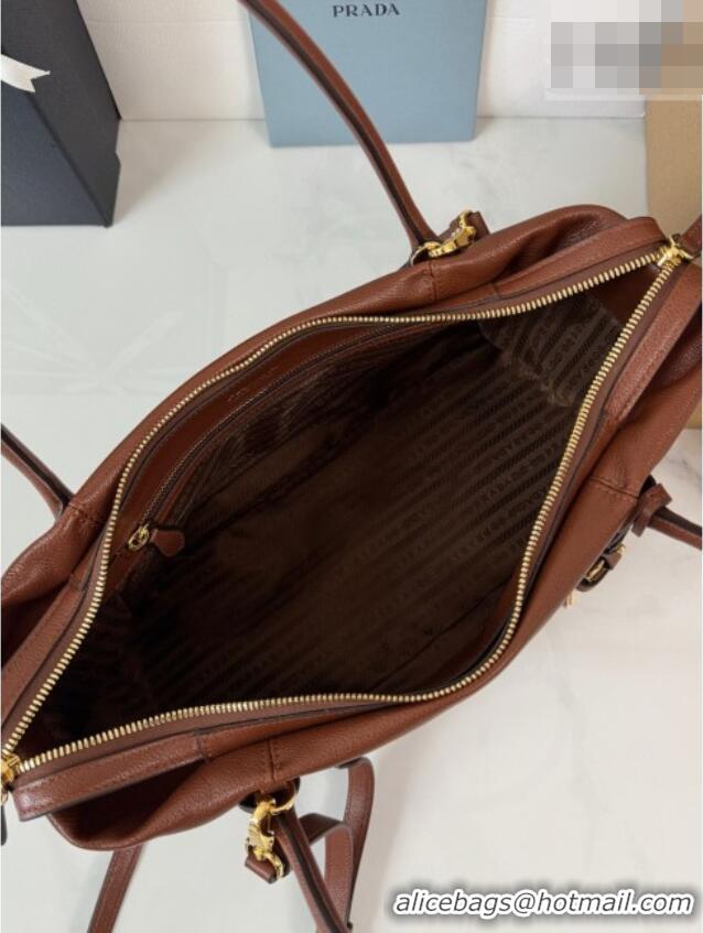 Promotional Prada Ouvert Large Leather Tote Bag 1BG661 Chestnut Brown 2026