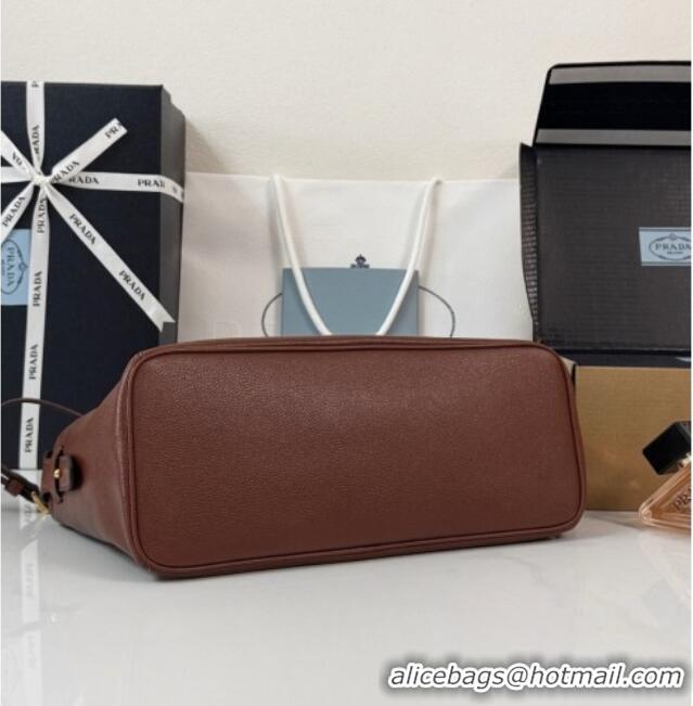 Promotional Prada Ouvert Large Leather Tote Bag 1BG661 Chestnut Brown 2026
