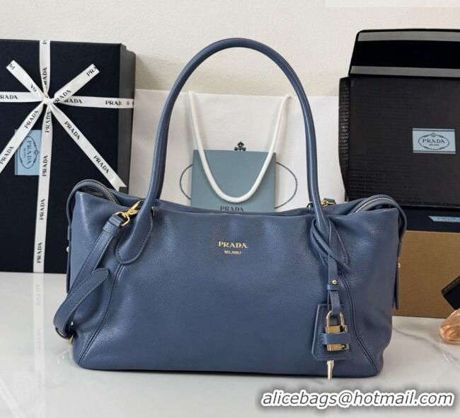 Classic Specials Prada Ouvert Large Leather Tote Bag 1BG661 Blue 2026