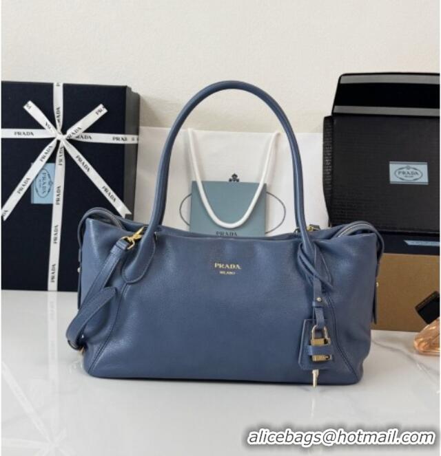 Classic Specials Prada Ouvert Large Leather Tote Bag 1BG661 Blue 2026