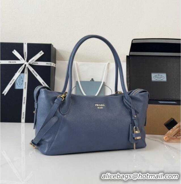 Classic Specials Prada Ouvert Large Leather Tote Bag 1BG661 Blue 2026