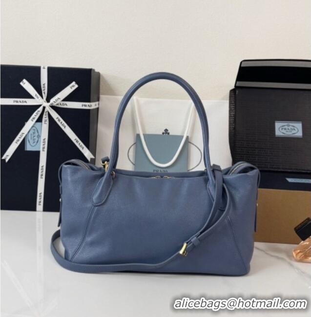 Classic Specials Prada Ouvert Large Leather Tote Bag 1BG661 Blue 2026