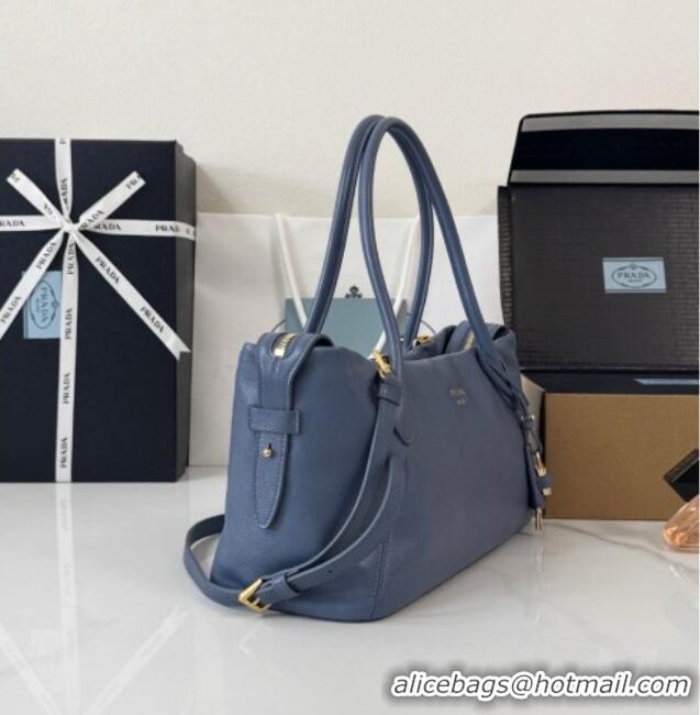 Classic Specials Prada Ouvert Large Leather Tote Bag 1BG661 Blue 2026