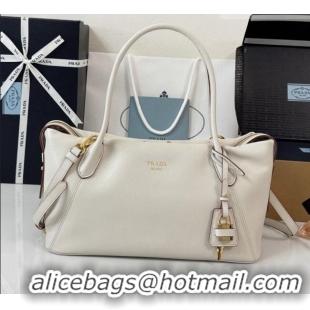 Market Sells Prada Ouvert Large Leather Tote Bag 1BG661 White 2026