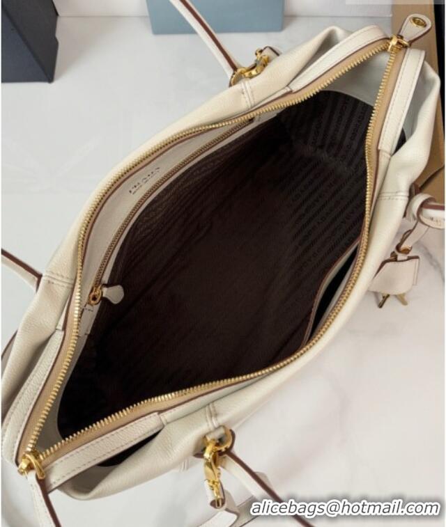 Market Sells Prada Ouvert Large Leather Tote Bag 1BG661 White 2026
