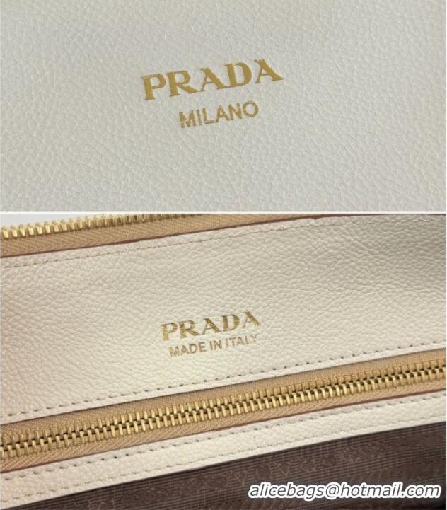 Market Sells Prada Ouvert Large Leather Tote Bag 1BG661 White 2026