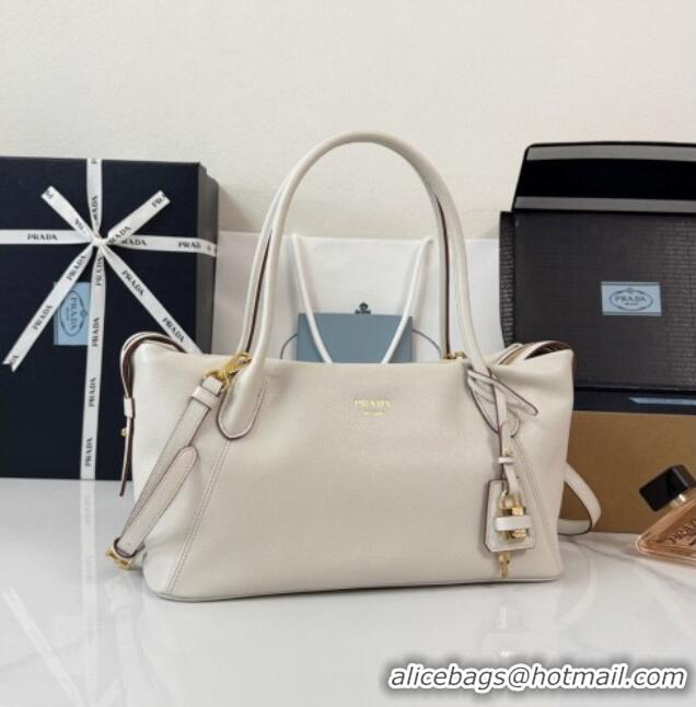 Market Sells Prada Ouvert Large Leather Tote Bag 1BG661 White 2026
