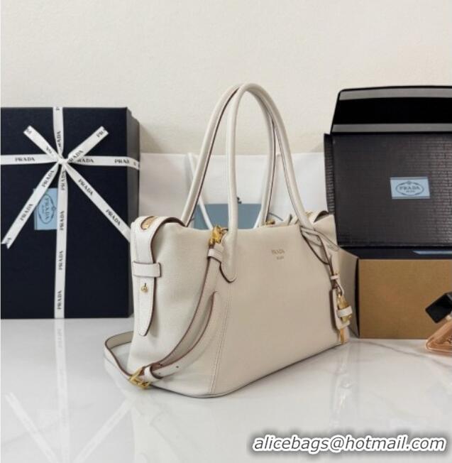 Market Sells Prada Ouvert Large Leather Tote Bag 1BG661 White 2026