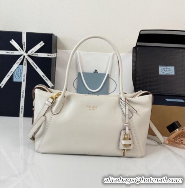 Market Sells Prada Ouvert Large Leather Tote Bag 1BG661 White 2026