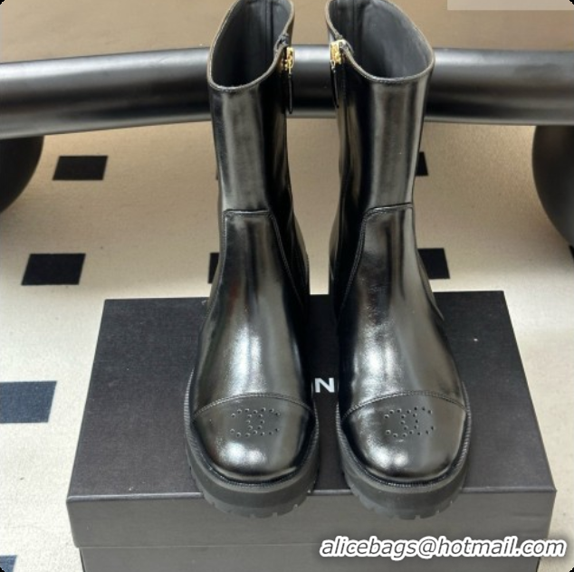 Purchase Chanel Short Boots in Shiny Calfskin 4cm Heel G47353 CH090927 Black 2026