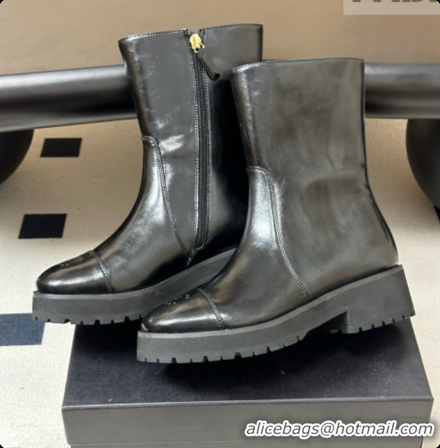 Purchase Chanel Short Boots in Shiny Calfskin 4cm Heel G47353 CH090927 Black 2026