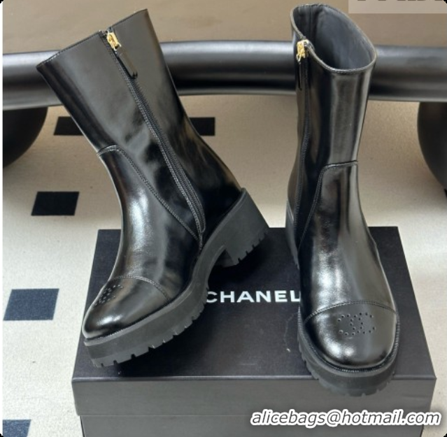 Purchase Chanel Short Boots in Shiny Calfskin 4cm Heel G47353 CH090927 Black 2026