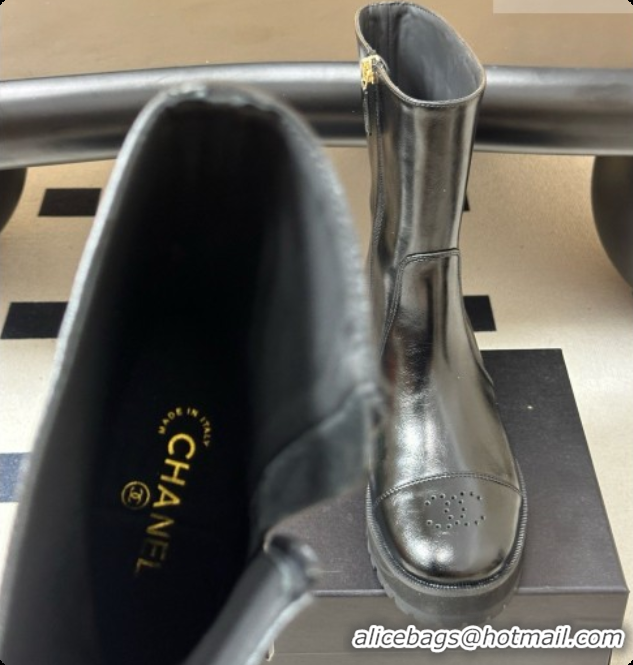 Purchase Chanel Short Boots in Shiny Calfskin 4cm Heel G47353 CH090927 Black 2026