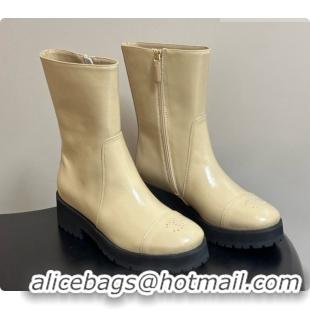 Grade Quality Chanel Short Boots in Shiny Calfskin 4cm Heel G47353 CH090928 Beige 2026