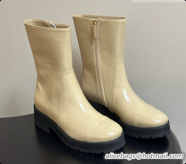 Grade Quality Chanel Short Boots in Shiny Calfskin 4cm Heel G47353 CH090928 Beige 2026
