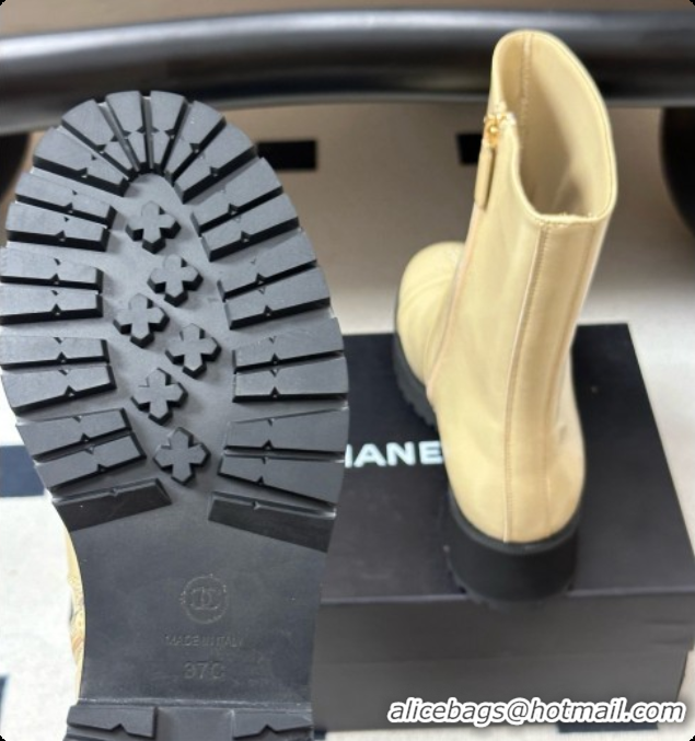 Grade Quality Chanel Short Boots in Shiny Calfskin 4cm Heel G47353 CH090928 Beige 2026
