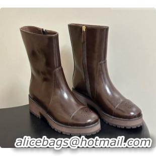Buy Luxury Chanel Short Boots in Shiny Calfskin 4cm Heel G47353 CH090929 Dark Brown 2026