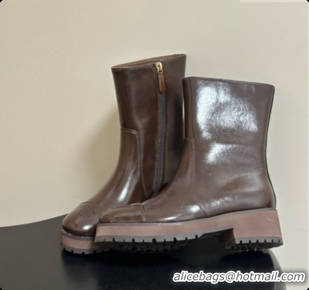 Buy Luxury Chanel Short Boots in Shiny Calfskin 4cm Heel G47353 CH090929 Dark Brown 2026