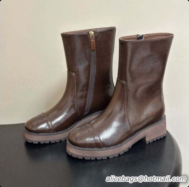 Buy Luxury Chanel Short Boots in Shiny Calfskin 4cm Heel G47353 CH090929 Dark Brown 2026