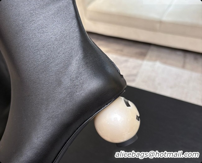 Unique Discount Chanel Lambskin & Patent Leather High Boots with Maxi Pearl Heel CH090933 Black 2026