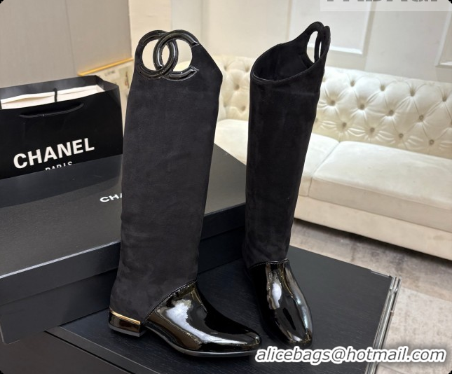 Durable Chanel High Boots in Suede & Patent Calfskin CH090935 Black 2026 