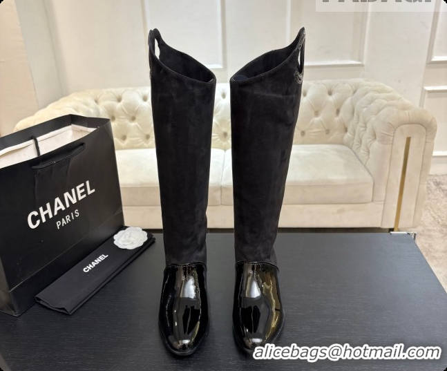 Durable Chanel High Boots in Suede & Patent Calfskin CH090935 Black 2026 
