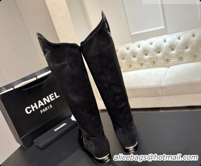 Durable Chanel High Boots in Suede & Patent Calfskin CH090935 Black 2026 