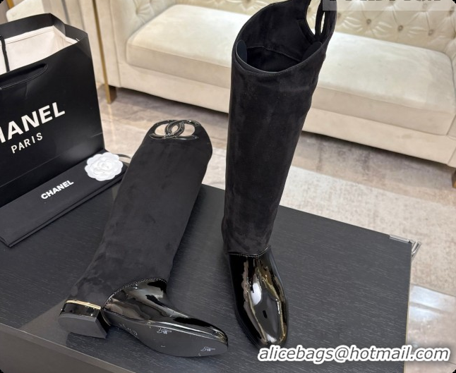 Durable Chanel High Boots in Suede & Patent Calfskin CH090935 Black 2026 