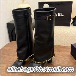 Stylish Chanel High Boots in Smooth Calfskin with Chain CH090937 Black 2026