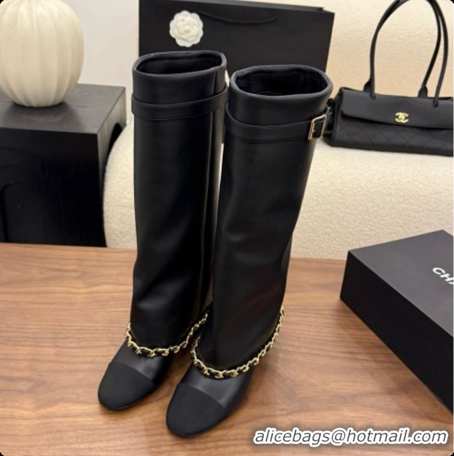 Stylish Chanel High Boots in Smooth Calfskin with Chain CH090937 Black 2026