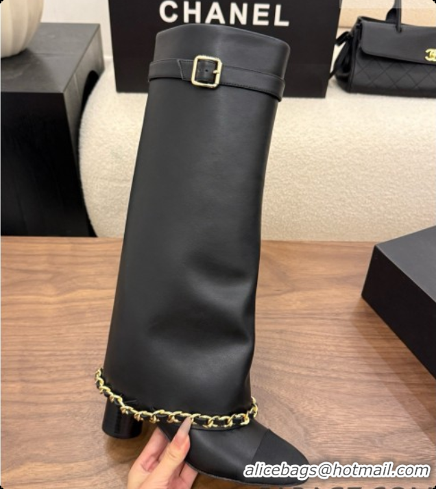 Stylish Chanel High Boots in Smooth Calfskin with Chain CH090937 Black 2026