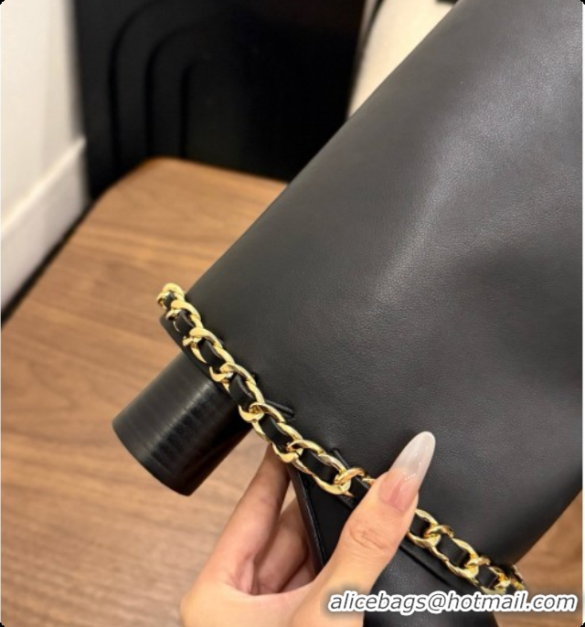 Stylish Chanel High Boots in Smooth Calfskin with Chain CH090937 Black 2026