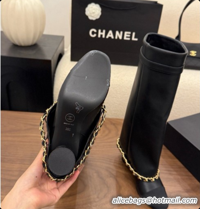 Stylish Chanel High Boots in Smooth Calfskin with Chain CH090937 Black 2026
