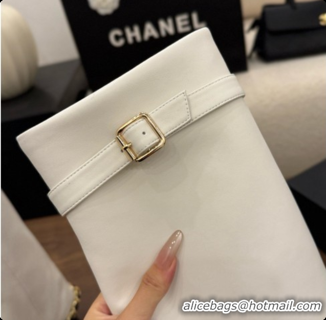 Good Quality Chanel High Boots in Smooth Calfskin with Chain CH090939 White 2026