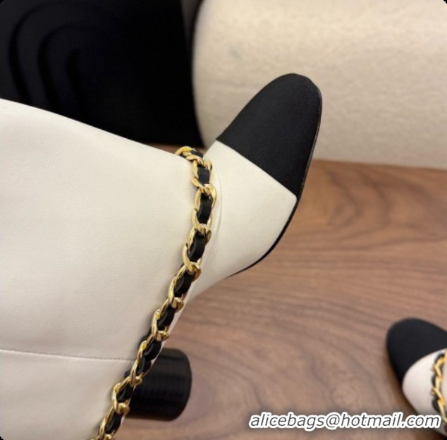 Good Quality Chanel High Boots in Smooth Calfskin with Chain CH090939 White 2026