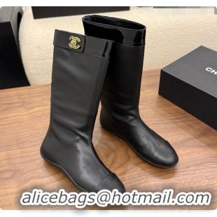 Buy Luxury Chanel High Boots in Smooth Calfskin & Patent Leather CH090940 Black 2026