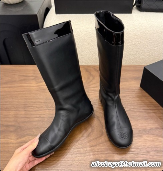 Buy Luxury Chanel High Boots in Smooth Calfskin & Patent Leather CH090940 Black 2026
