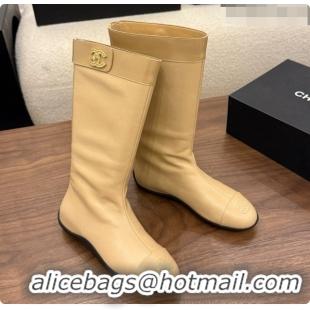 Charming Chanel High Boots in Smooth Calfskin & Patent Leather CH090941 Beige 2026