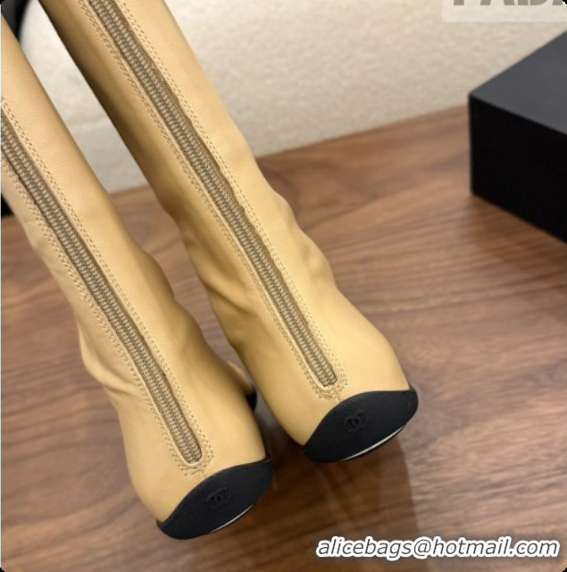 Charming Chanel High Boots in Smooth Calfskin & Patent Leather CH090941 Beige 2026