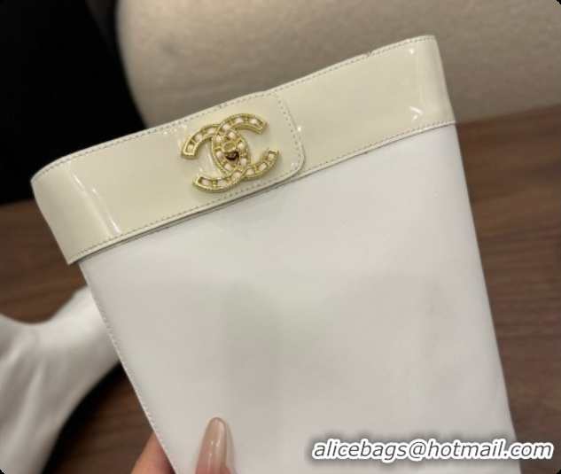 Sophisticated Chanel High Boots in Smooth Calfskin & Patent Leather CH090942 White 2026