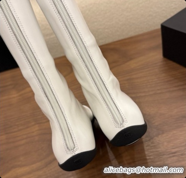 Sophisticated Chanel High Boots in Smooth Calfskin & Patent Leather CH090942 White 2026