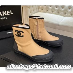Luxurious Chanel Short Boots in Mixed Fibers & Rubber G47141 Beige & Black 2026
