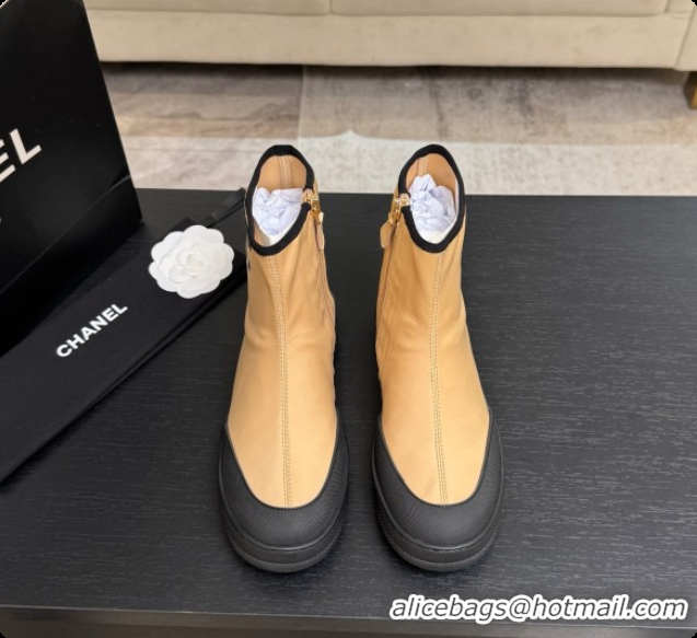 Luxurious Chanel Short Boots in Mixed Fibers & Rubber G47141 Beige & Black 2026