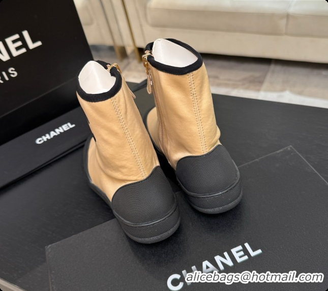 Luxurious Chanel Short Boots in Mixed Fibers & Rubber G47141 Beige & Black 2026