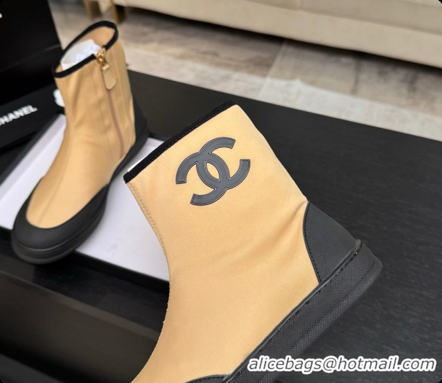 Luxurious Chanel Short Boots in Mixed Fibers & Rubber G47141 Beige & Black 2026