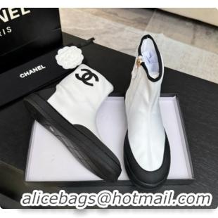 Duplicate Chanel Short Boots in Mixed Fibers & Rubber G47141 White & Black 2026