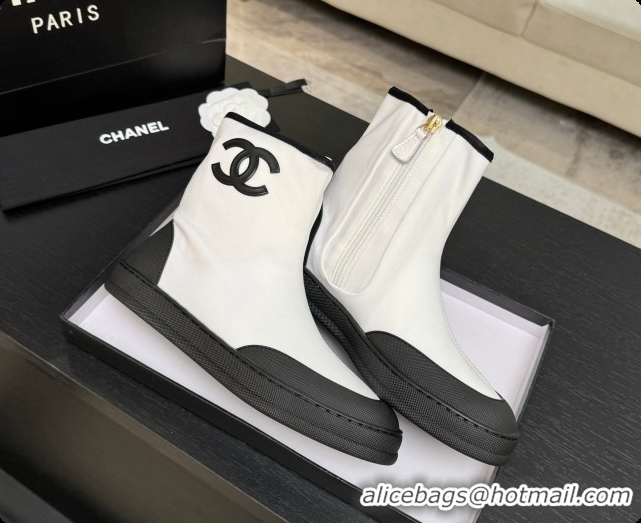 Duplicate Chanel Short Boots in Mixed Fibers & Rubber G47141 White & Black 2026