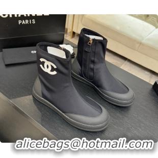 Pretty Style Chanel Short Boots in Mixed Fibers & Rubber G47141 Black 2026 